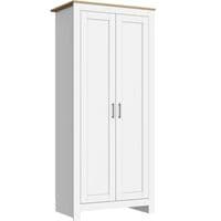 ELEGANT 2 Door Bedroom Wardrobe with Clothes Rail and Large Hanging White/Oak