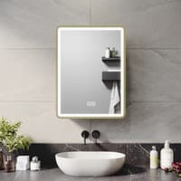 ELEGANT LED Bathroom Mirror Cabinet with Shaver Socket and Demister Yellow
